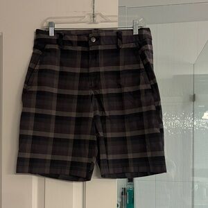 Lululemon Athletica Men's Plaid Shorts - Black and Gray